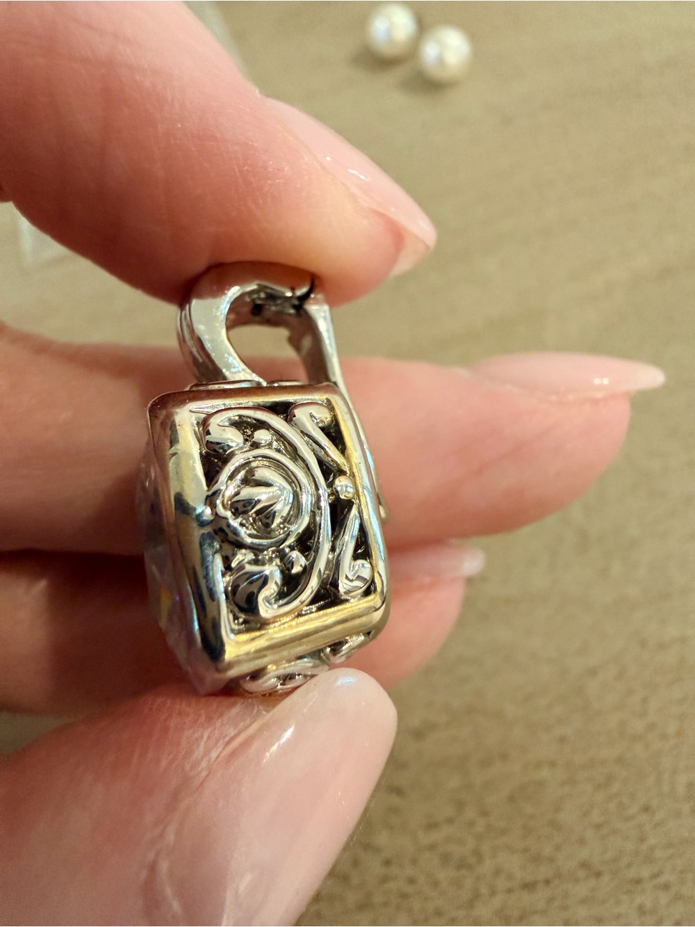 Silver Clear Cushion-Cut Cubic Zirconia Pendant - Picture 4 of 4